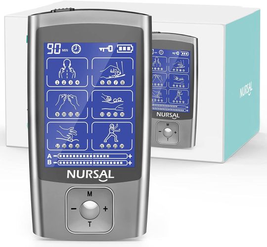 NURSAL TENS EMS Unit; Electric Muscle Stimulator Machine for Back Pain Relief Therapy & Management; 24 Modes 8 Replacement Electrode Pads NURSAL TENS EMS Unit; Electric Muscle Stimulator Machine for Back Pain Relief Therapy & Management; 24 Modes 8 Replacement Electrode Pads